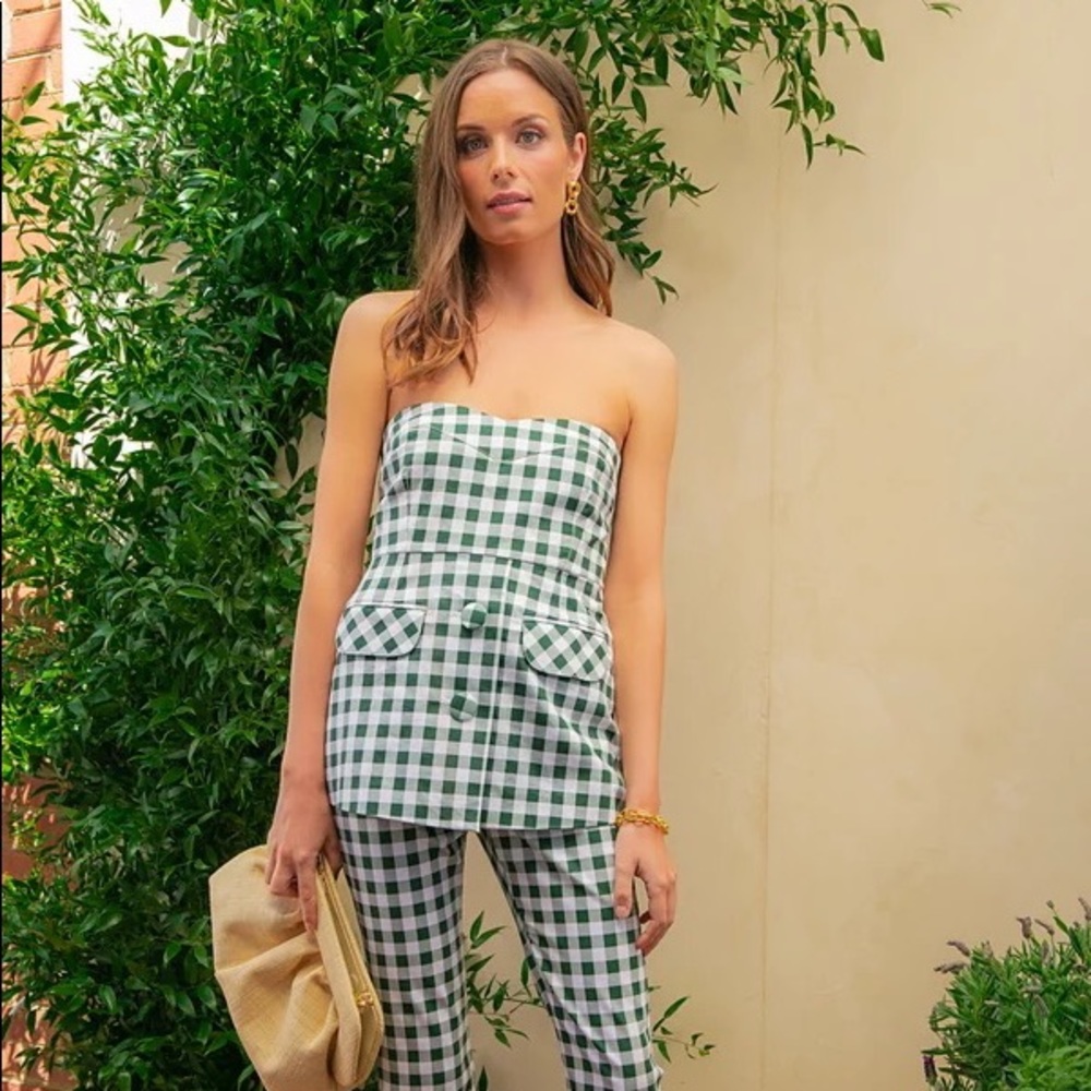 ISO tuckernuck green gingham marnie top XS